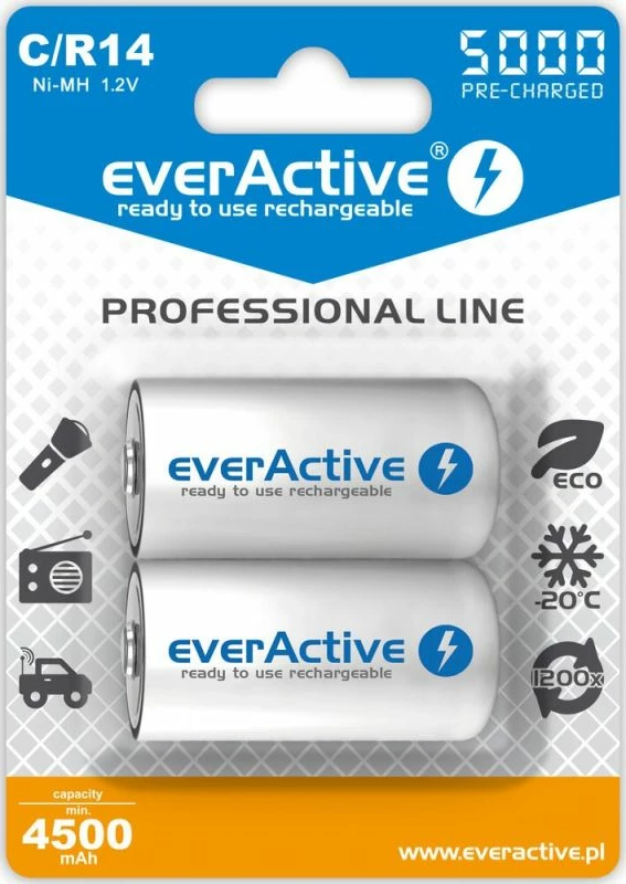 Bateri të rikarikueshme everActive EVHRL14-5000, 5000mAh, 2 copë