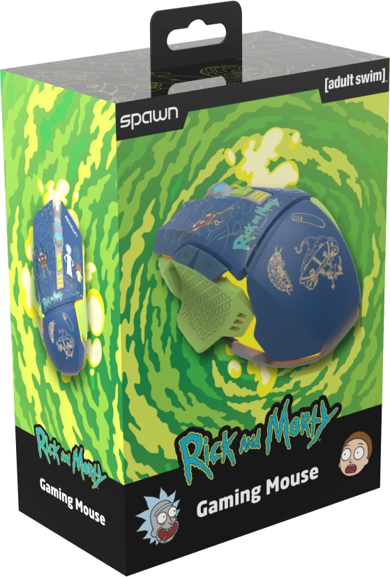 Maus gaming RGB Spawn Rick and Morty, 12800 DPI, 7 butona, USB-A me kabllo, blu
