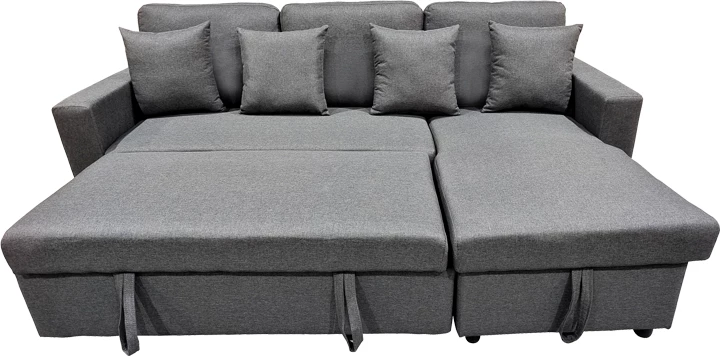 Divan qoshe me shtrat, me depo, i kthyeshëm, ngjyrë gri, Sorno, 224x146x90cm