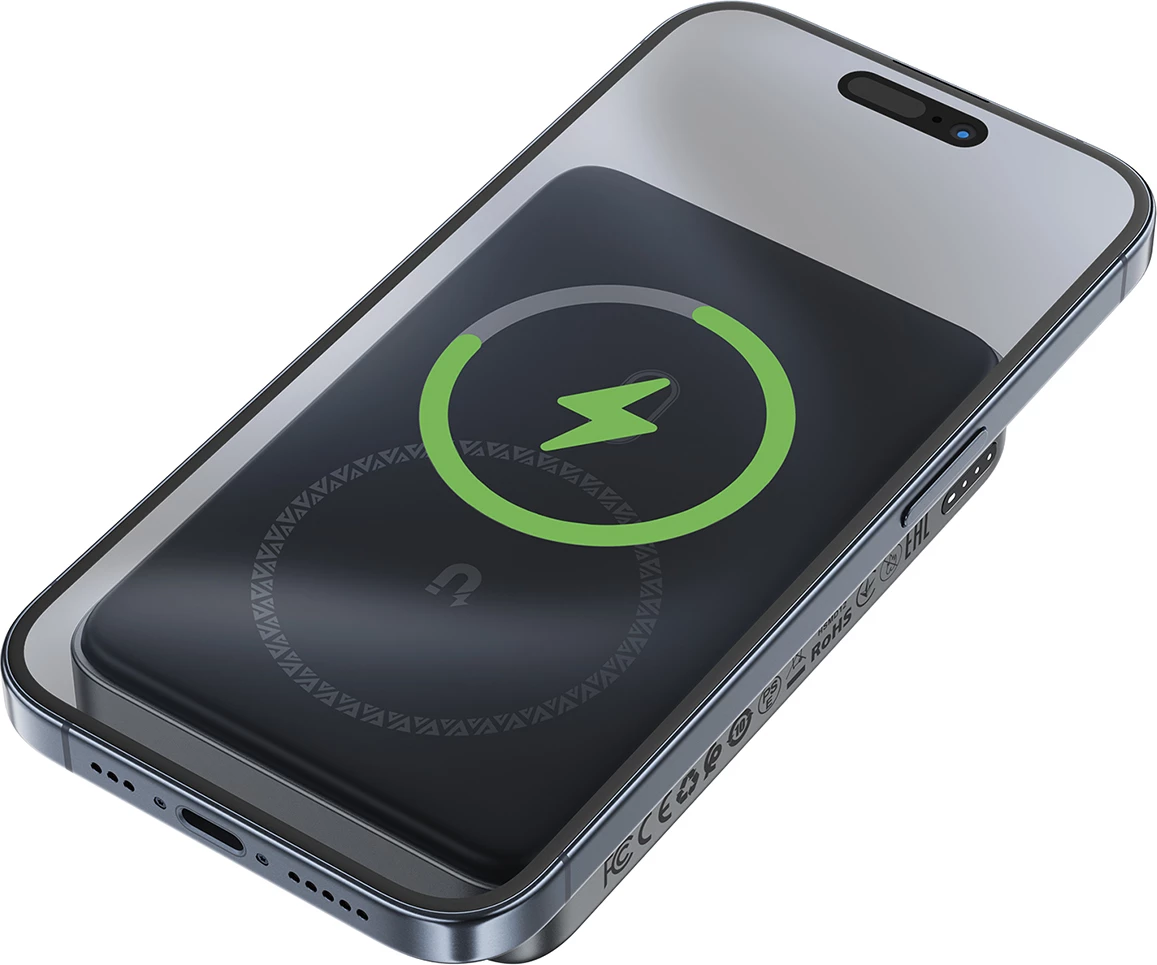 Powerbank Acefast M10, 10000 mAh, 2x USB-C PD 30W, karikim me valë 15W, me kabllo, e zezë