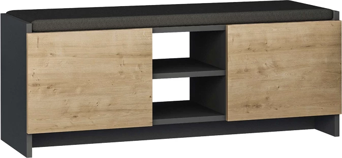 Stol-kabinet këpucësh Zulla, ngjyrë antracit-lisi, 110x37x43cm