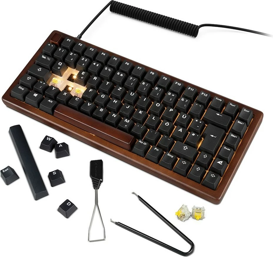 Tastierë gaming Sharkoon Skiller SGK50S3 Wood, mekanike, QWERTZ, e zezë