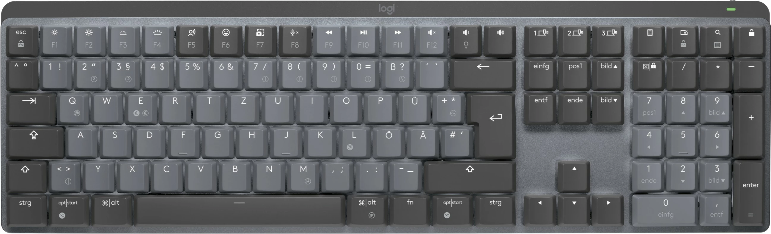 Tastierë mekanike Logitech MX Mechanical, Bluetooth, full-size, grafit