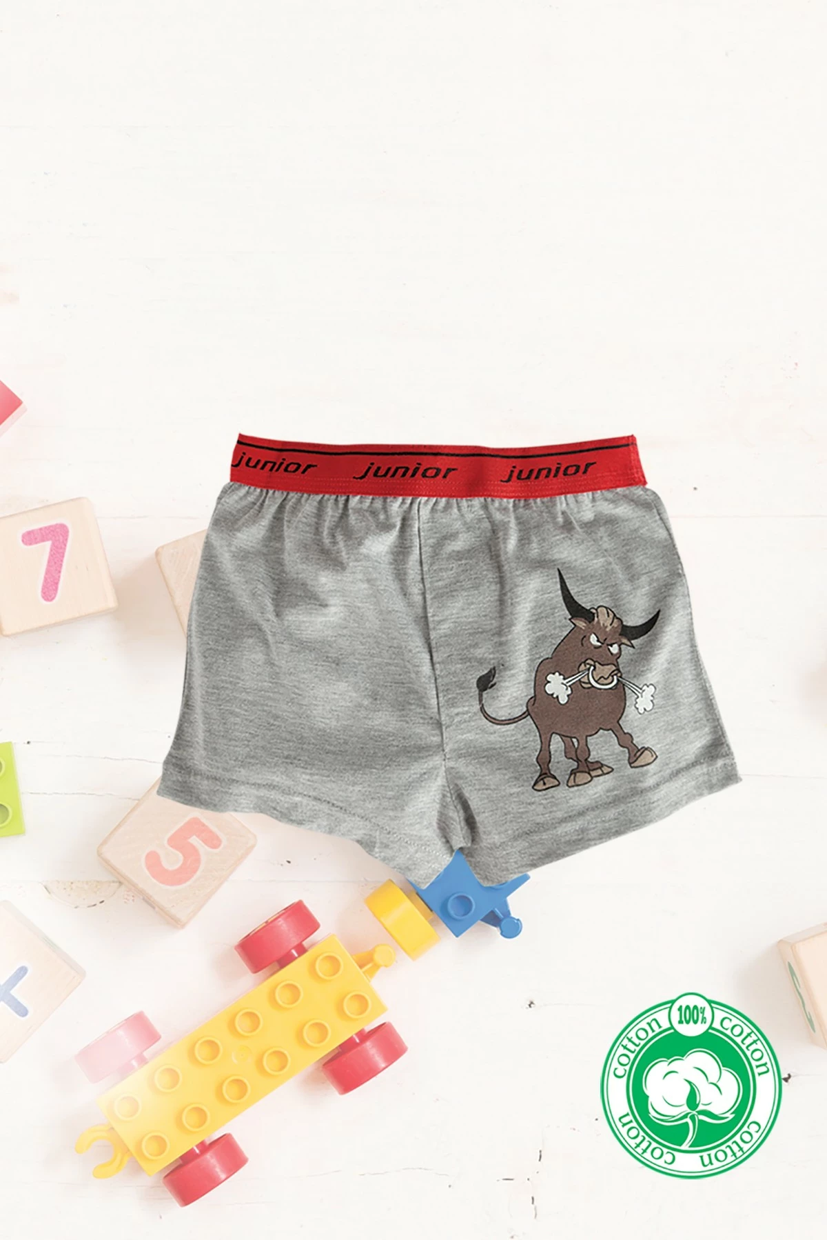 Bokserka për djem, gri e kuqe, Jumeon, 7/8 vjeç, 001-044001