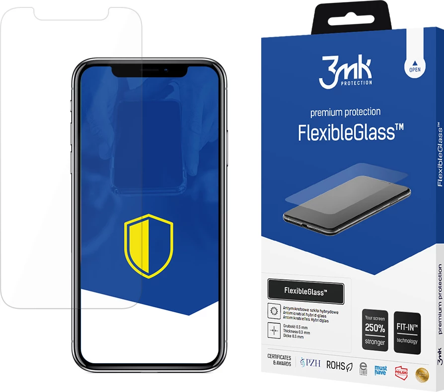 Xham mbrojtës hibrid 3mk FlexibleGlass për iPhone X, Transparent