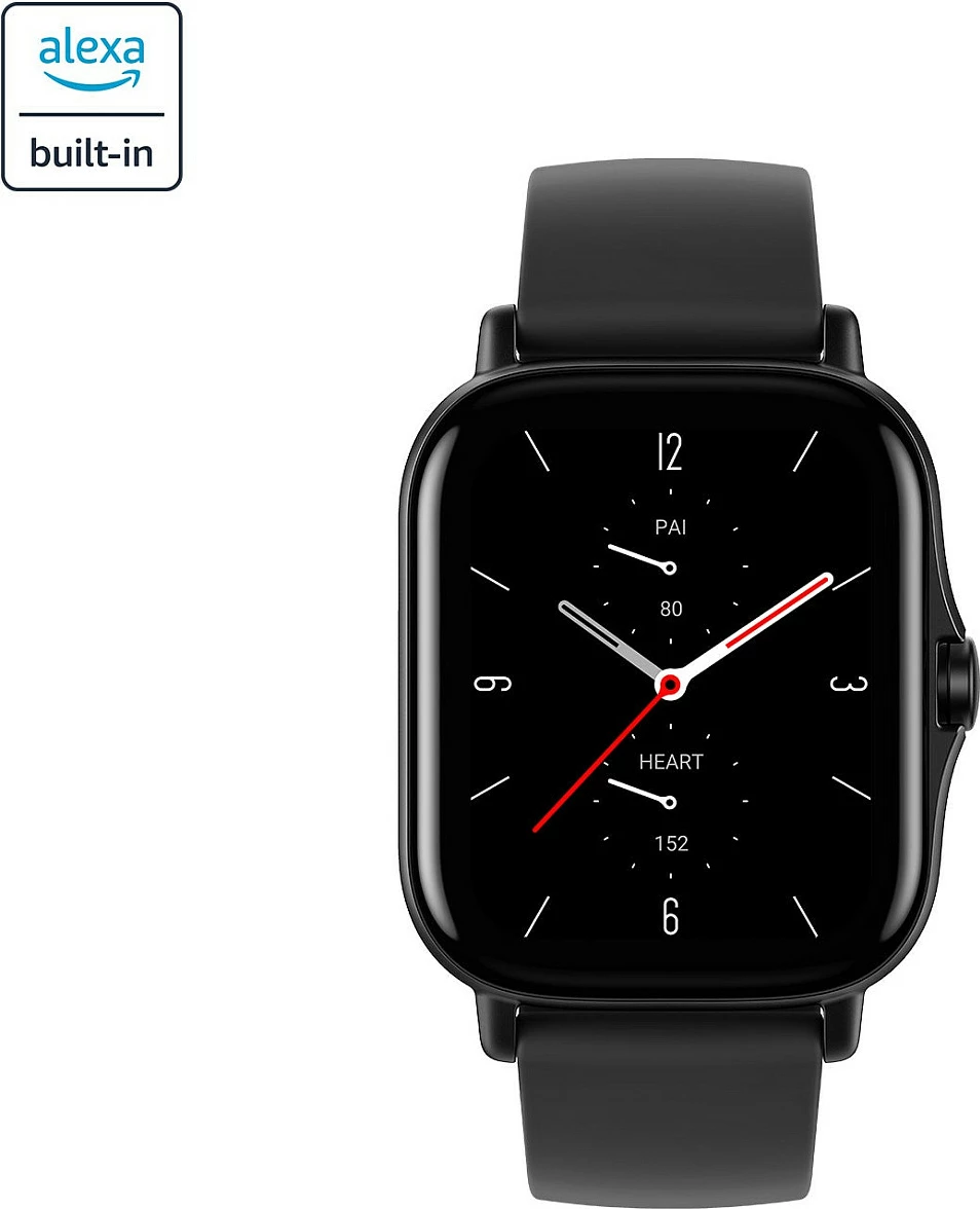 Smartwatch Amazfit GTS 2, AMOLED 1.65", GPS, 3GB muzikë, rrip silikoni, i zi
