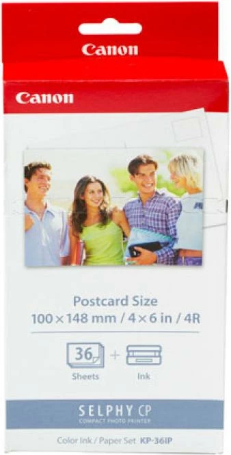Letër fotografike me kasetë boje Canon KP-36IP 10x15 cm, bardhë, set 36 foto