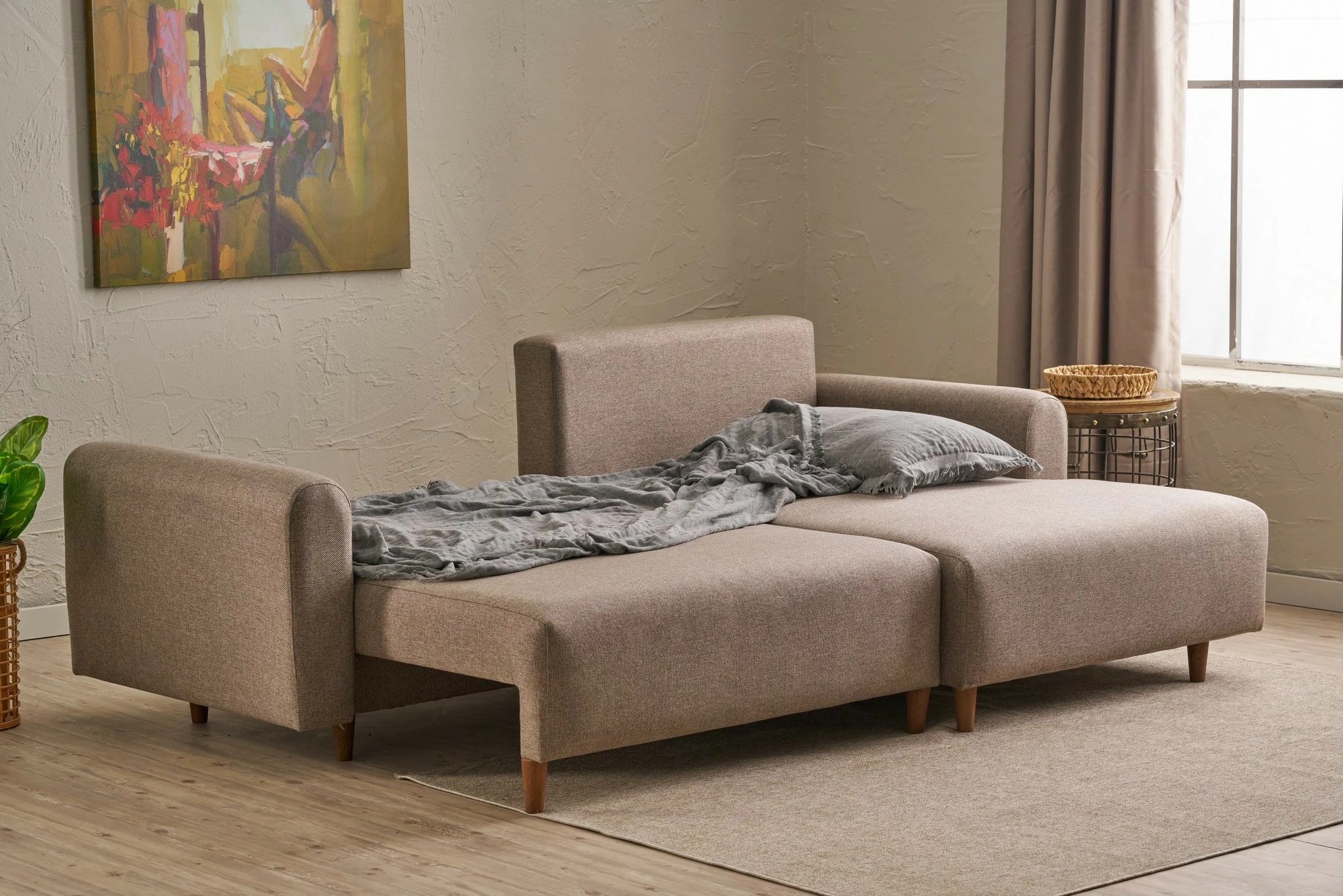 Kënd divan-krevat Atelier del Sofa, mane djathtas, ngjyrë kafe