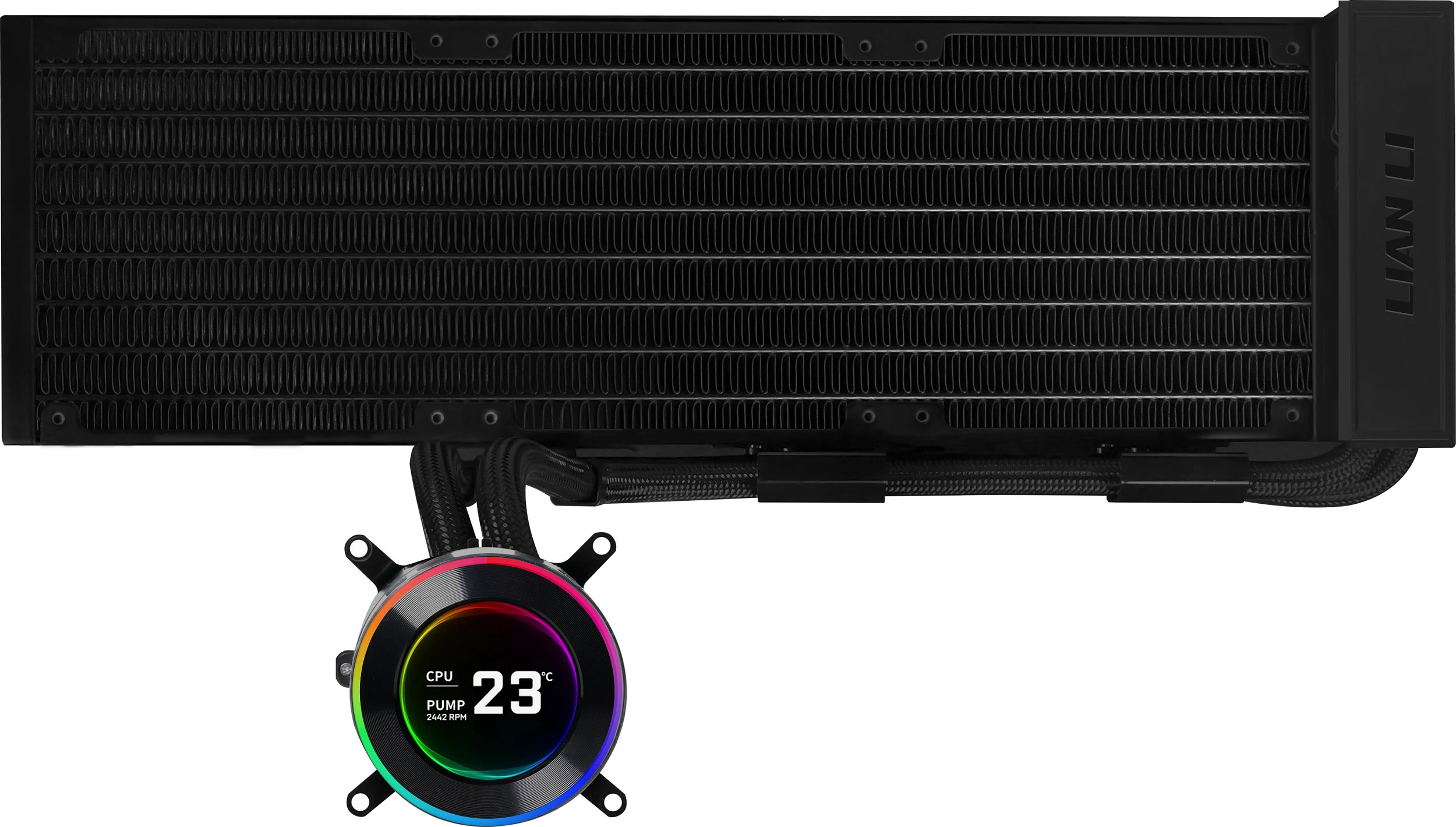 Ftohës uji AiO Lian Li HYDROSHIFT II LCD-C 360N, radiator 360mm, me ekran LCD, i zi