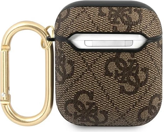 Mbështjellës Guess GUA24GSMW për AirPods 1/2, 4G Script Metal Collection, Kafe