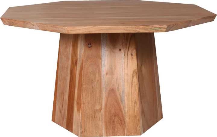 Tavolinë kafeje oktagonale, dru akacie, ngjyrë natyrale, D80x45cm