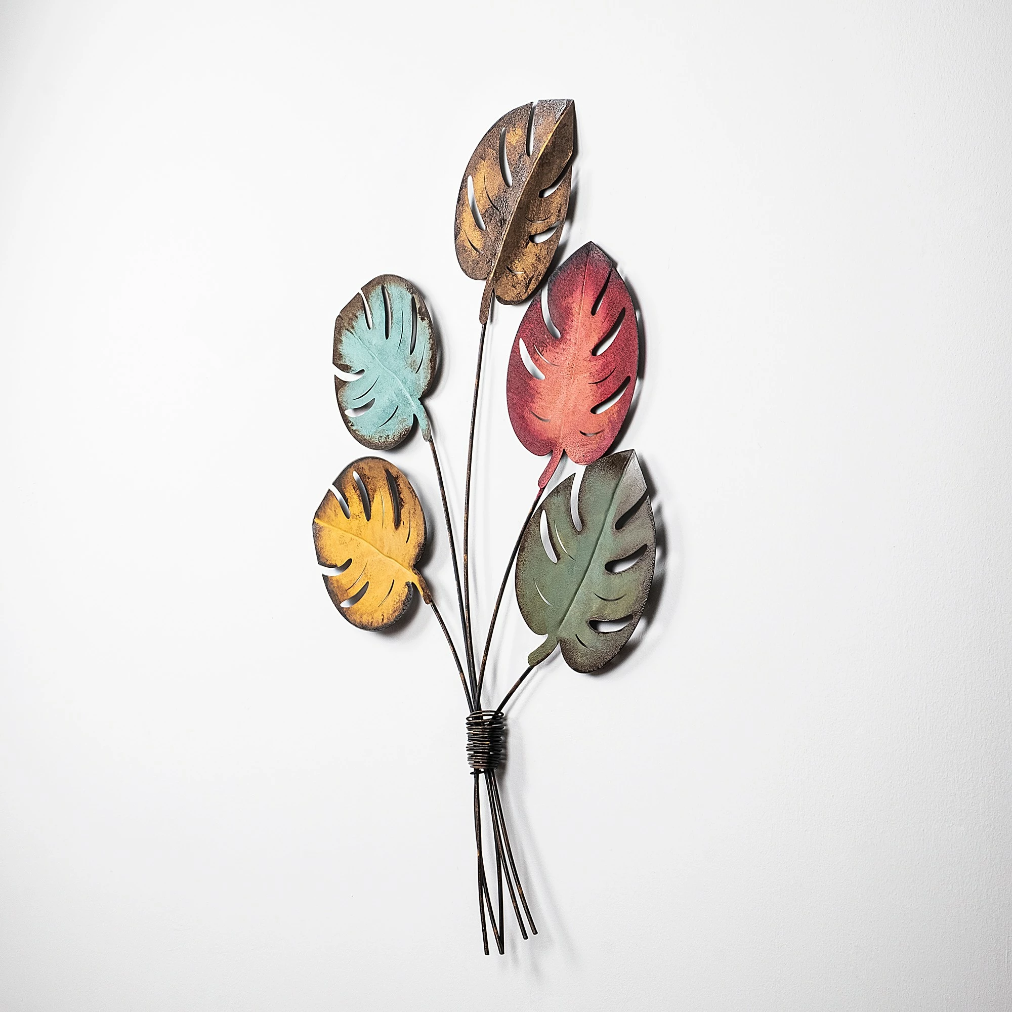 Aksesor dekorativ metalik për mur, Wallity Monstera, shumëngjyrësh, 67x100x4cm