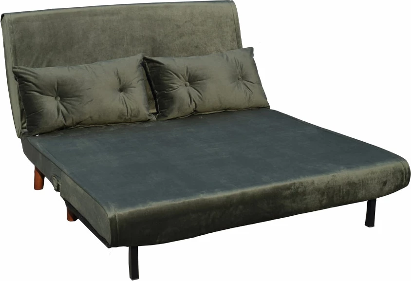 Divan i palosshëm dy vendësh, kadife, ngjyrë ulliri, 121x90x80cm