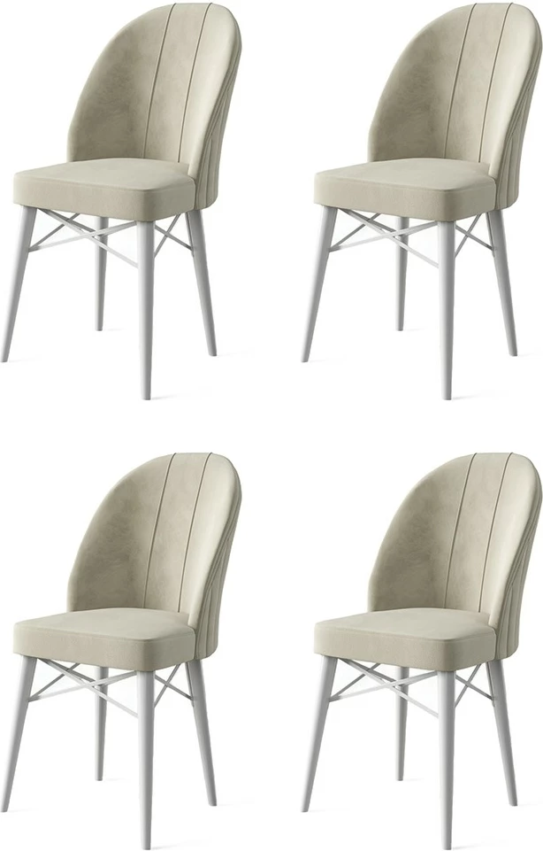 Set karrigesh (4 copë), Hanah Home, Ritim, krem dhe e bardhë