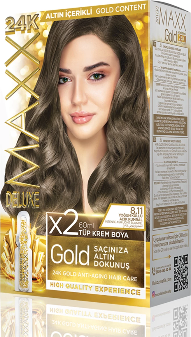 Ngjyrë për flokë MAXX GOLD SET 8.11 Light Olive Blonde, 50 ml