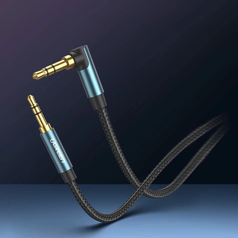 Kabllo audio AUX Ugreen AV112, 0.5m, mini jack 3.5mm, këndore, Blu