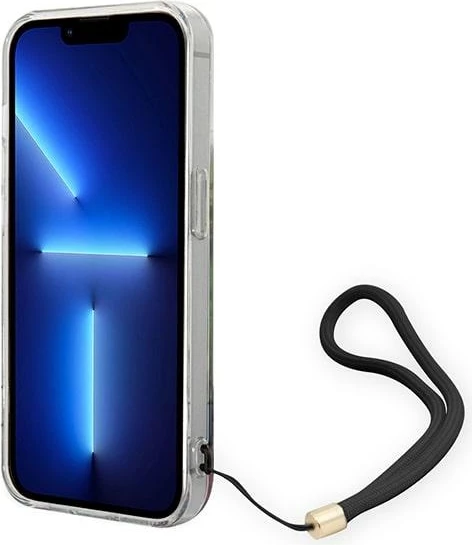 Mbështjellës Guess GUOHCP14LHFLSB për iPhone 14 Pro 6.1", Flower Strap, Blu