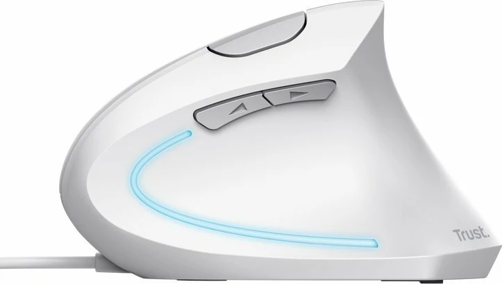 Maus Trust Verto 25133, ergonomik vertikal, USB me kabllo, 1600 DPI, 6 butona, i bardhë