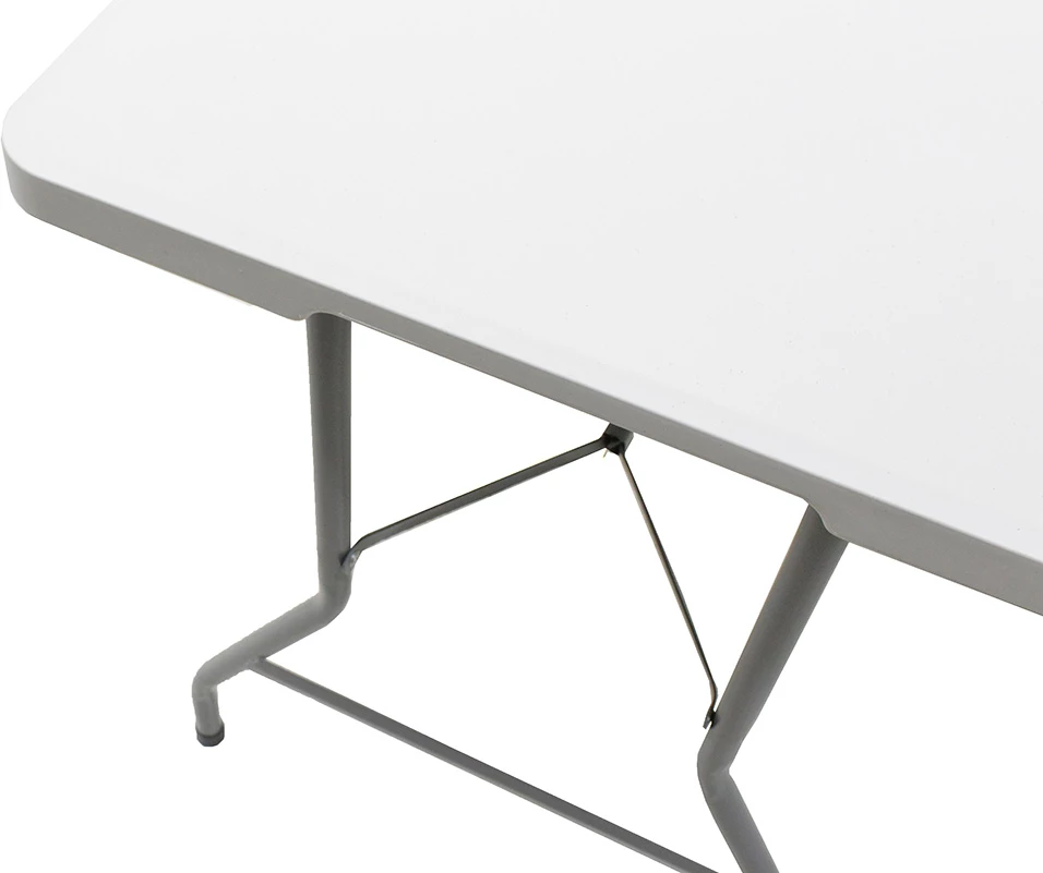 Tavolinë palosëse për kamping, kornizë metalike, ngjyrë e bardhë, 152x60x74cm