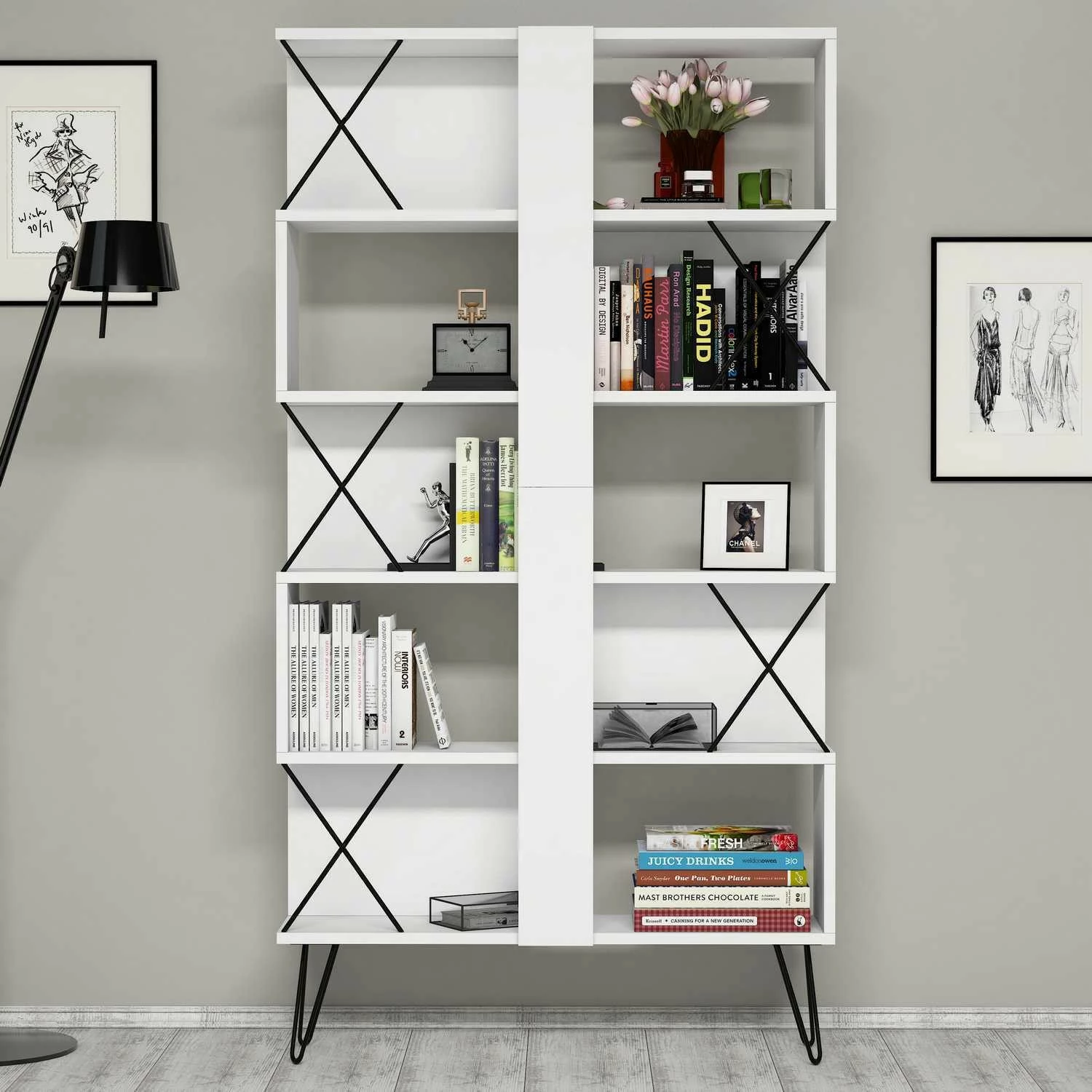 Raft librash Hanah Home, ekstra, i bardhë