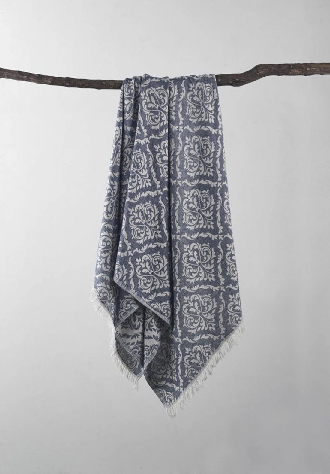 Peshqir plazhi Fouta, model Barok, ngjyrë kaltër e errët, Mijolnir