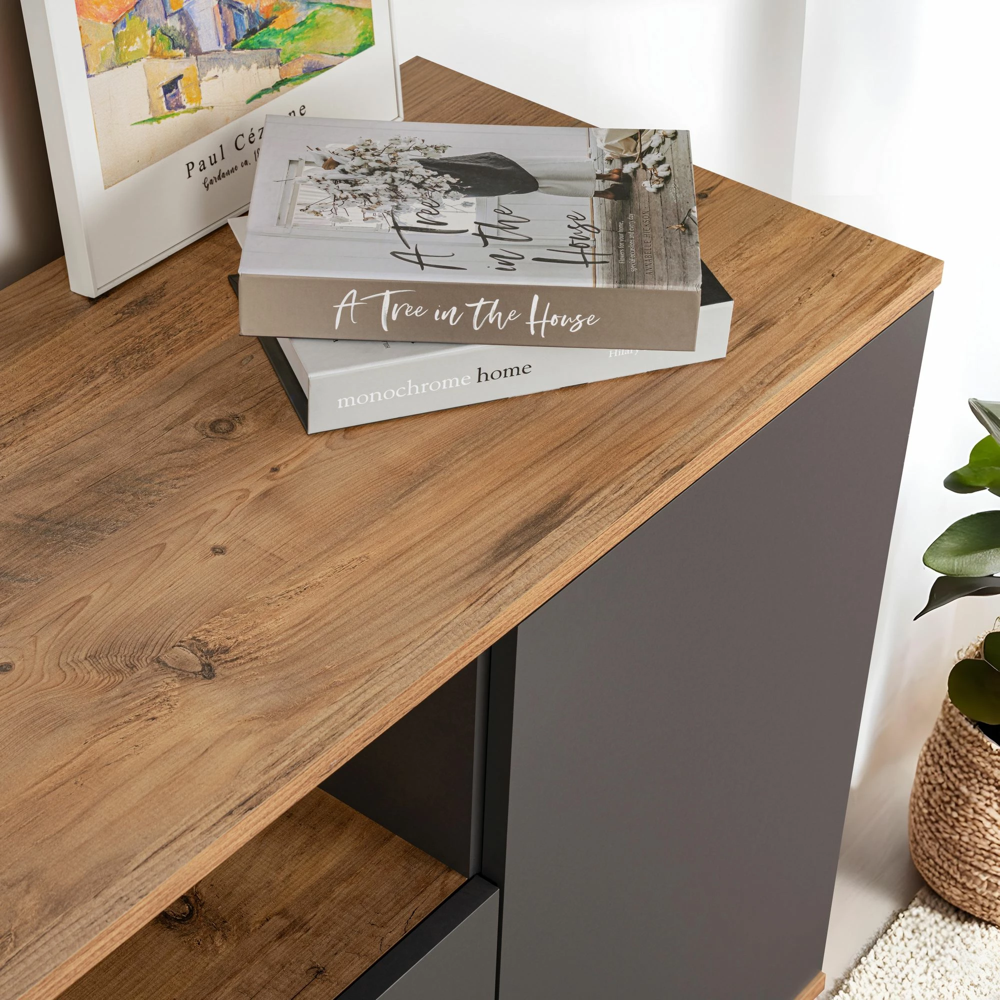 Konsol Skye Decor, ngjyrë antracit dhe Atlantic Pine