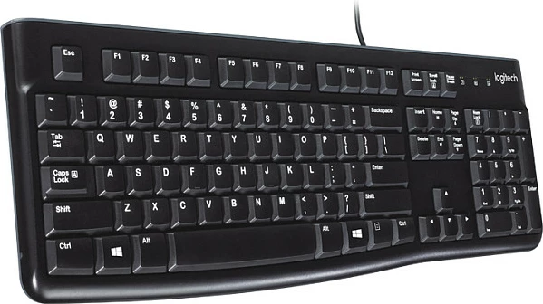 Tastierë Logitech K120, Full-size, Wired, USB, QWERTY, E zezë