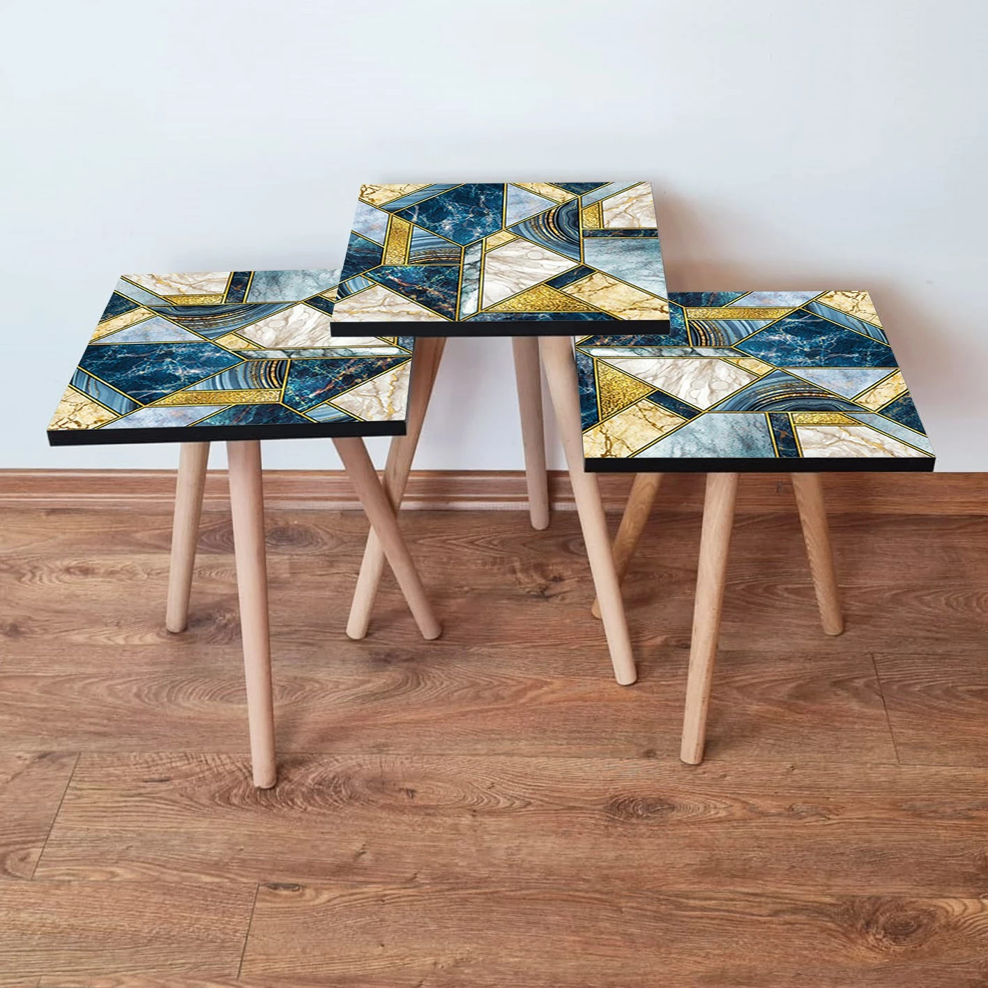 Set tavolina të vendosshme, 3 copë, Skye Decor, 3Shp84, ngjyrë kaltër e errët