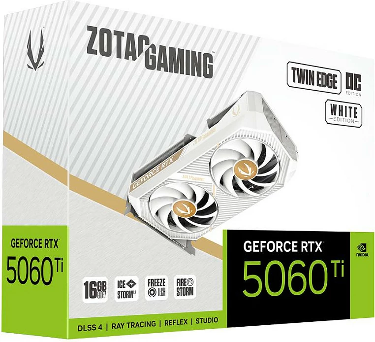 Kartelë grafike Zotac RTX 5060 TI Twin Edge OC 16GB e bardhë
