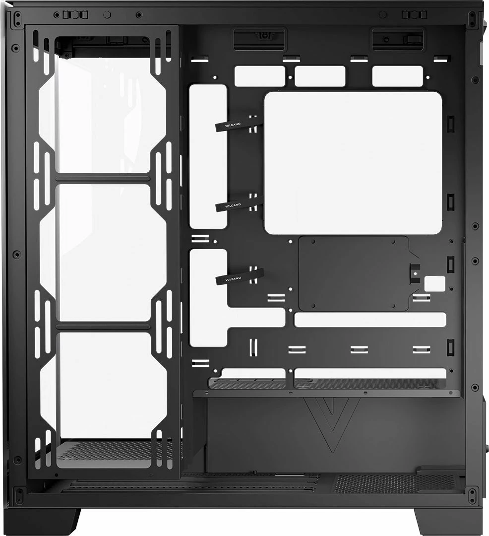 Kasë Modecom Volcano Space (AT-SPACE-PG-NF-10-000000-0002) Midi Tower ATX/Micro-ATX/Mini-ITX, xham i kalitur, USB-C, e zezë