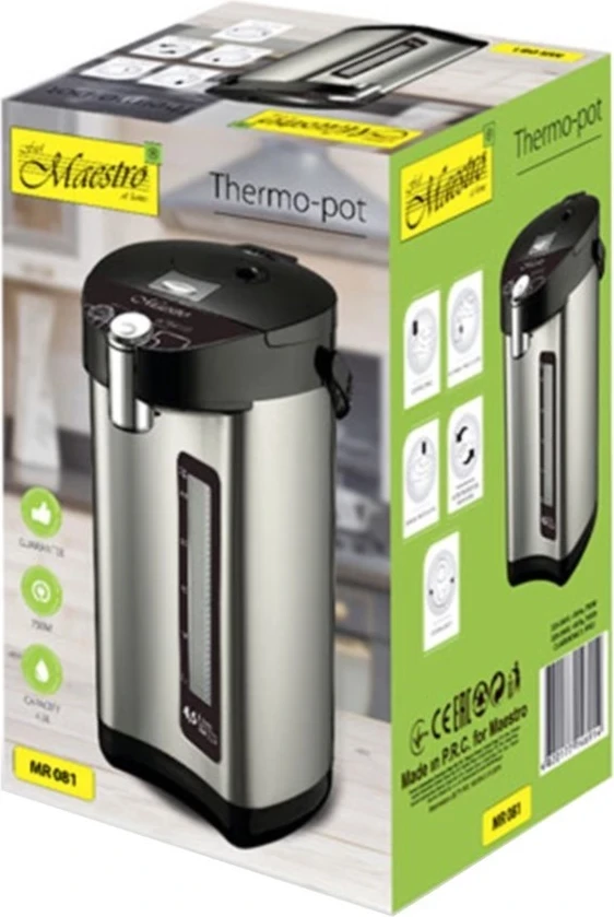Termopot Maestro MR-081, 4.5 L, Argjendtë, Zi