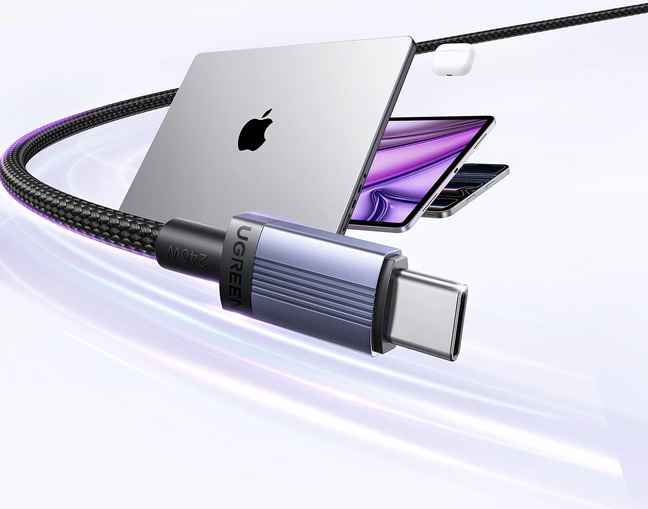 Kabllo USB-C në USB-C Ugreen 240W PD 3m E-Marker, e zezë