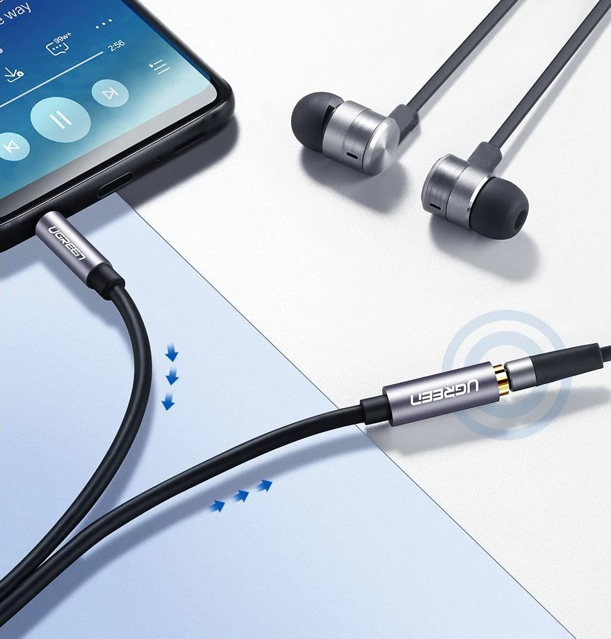 Kabllo zgjatëse AUX Ugreen UGR220GRY 3.5mm mashkull-në-femër 1m, argjend