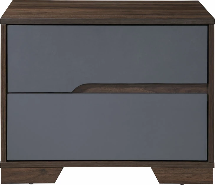 Komodinë GROOVES, 2 sirtarë, ngjyrë arre-gri, 60x45x47cm