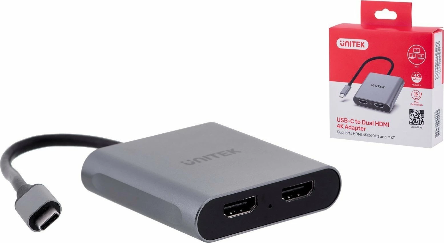 Adapter Unitek V1404B USB-C në 2x HDMI 4K@60Hz, Silver