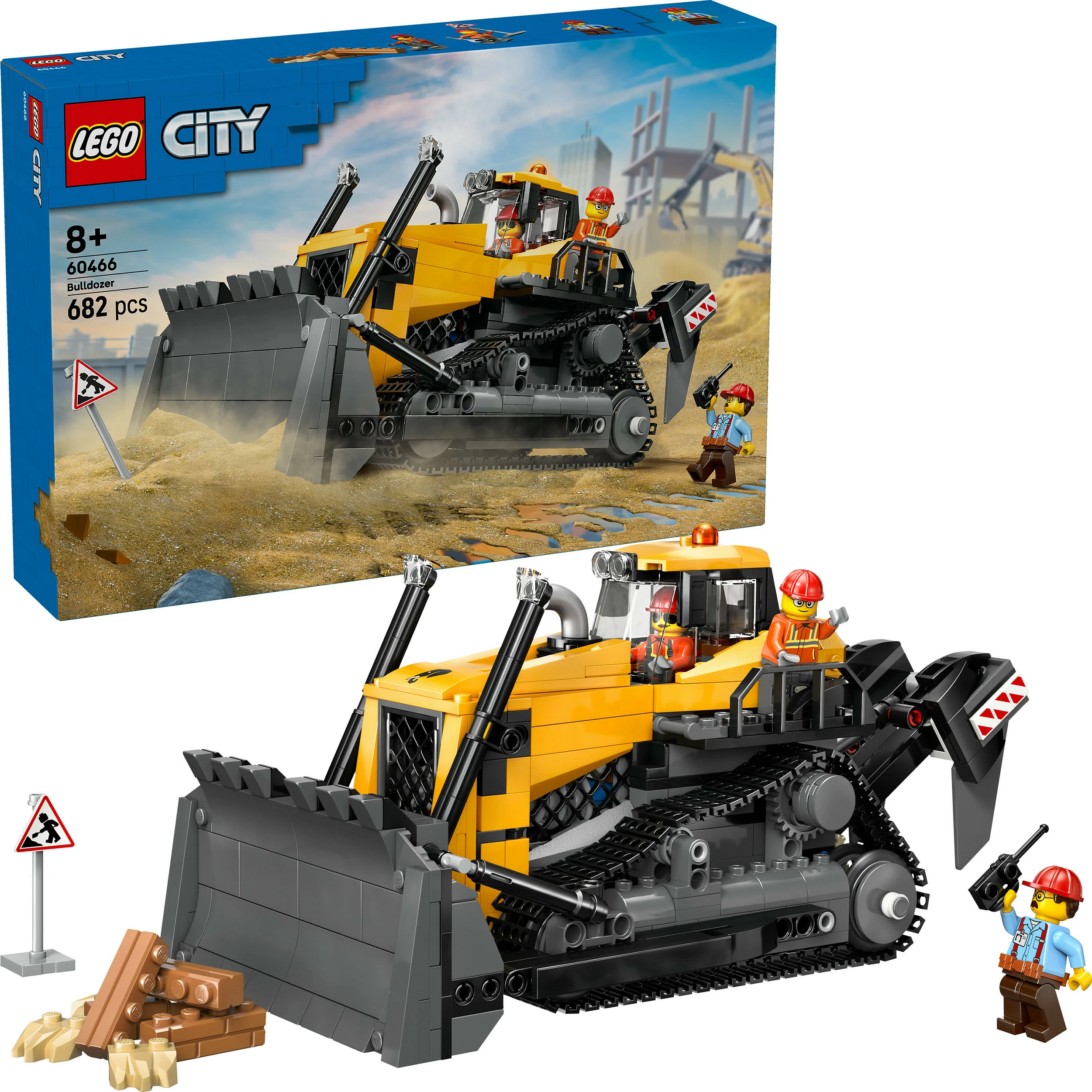 Set ndërtimi LEGO City Bulldozer i Verdhe 60466, 682 copë, 8+ vjeç, shumëngjyrësh