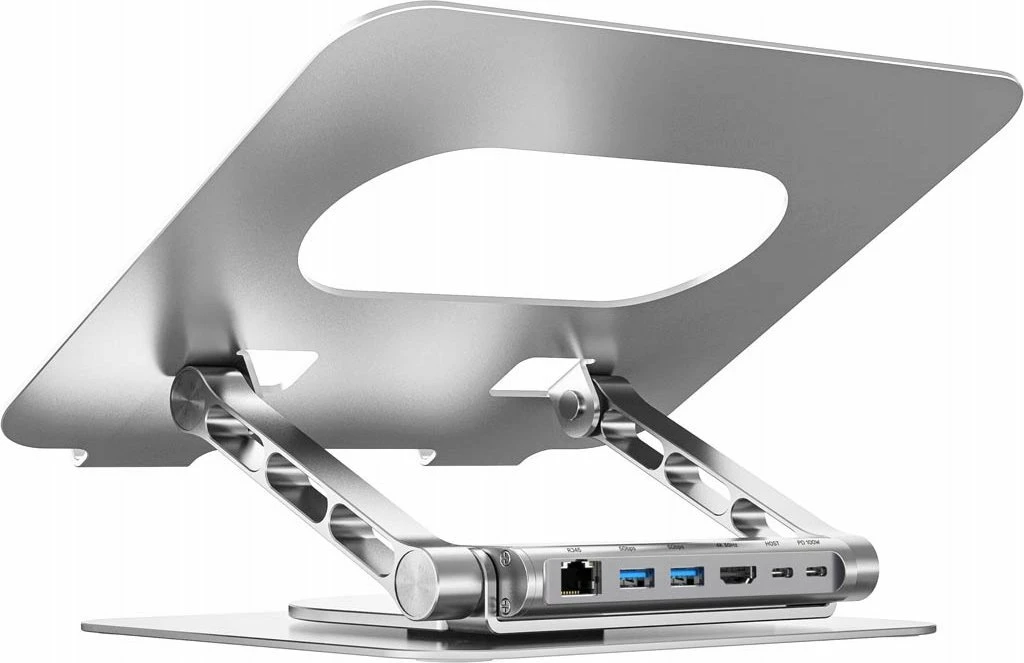 Mbajtës laptopi Unitek Top-4, deri 15.6\", USB-C hub i shkëputshëm, HDMI 1.4 4K@30Hz, PD 100W, Ethernet, argjend