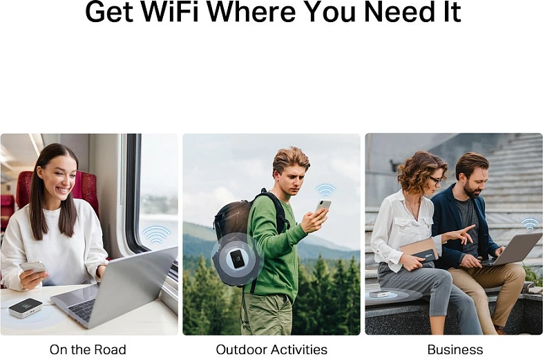 Router portativ 4G LTE Mercusys MT115, Wi‑Fi 6, bateri 2400mAh, ekran 1.44", zi/bardhë