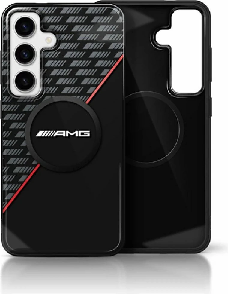 Mbështjellës AMG Double Layer Rhombs MagSafe për Samsung Galaxy S25+, i zi/kuq