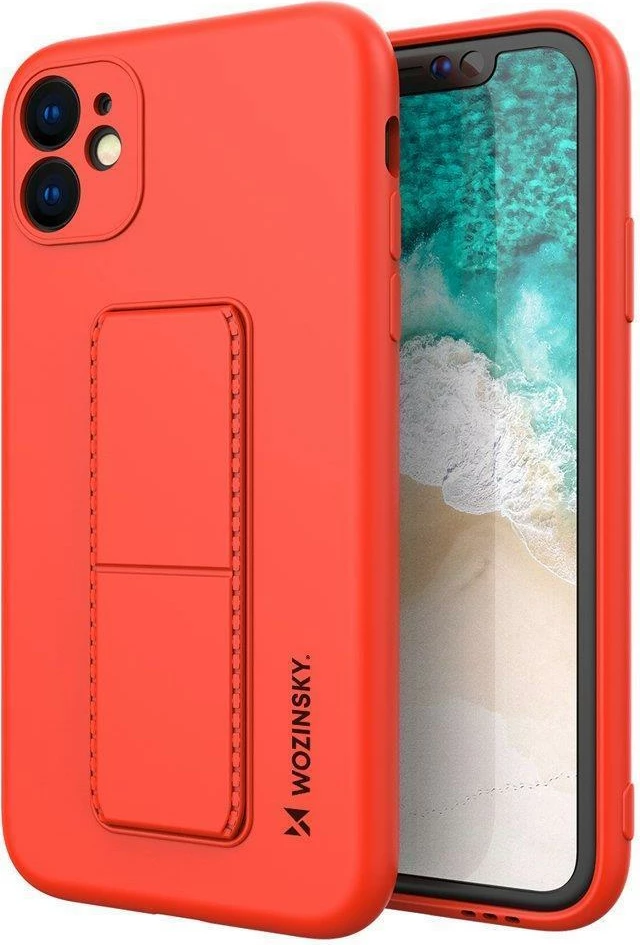 Mbështjellës Wozinsky Kickstand Case për iPhone 12 Pro, silikon, Kuq