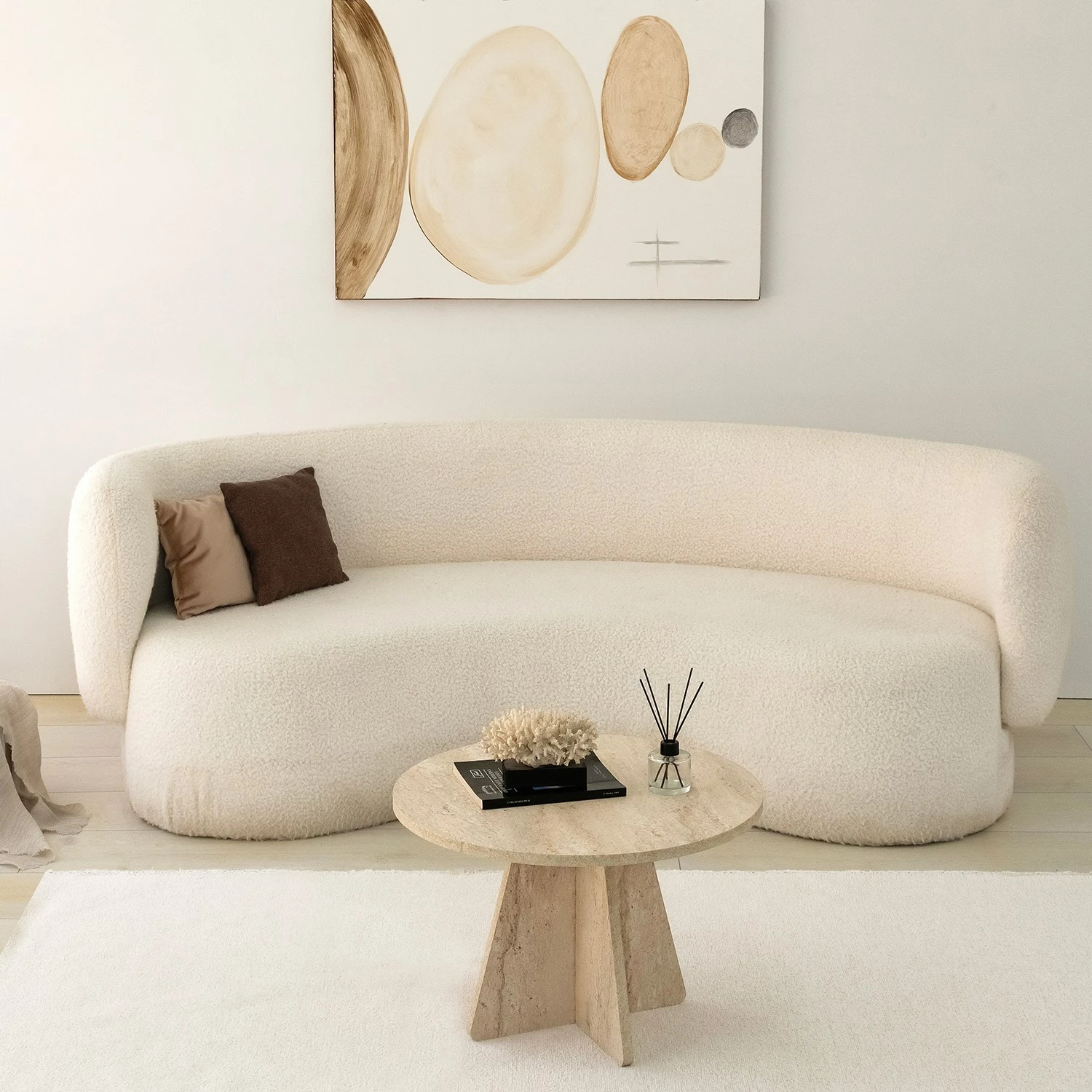 Tavolinë kafeje Skye Decor, ngjyrë travertine, 60x40cm