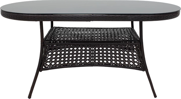 Tavolinë për kopsht Cellin metal-pe rattan, ngjyrë kafe, 160x80x77cm