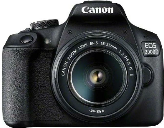 Aparat fotografik DSLR, Canon EOS 2000D 24.1MP, video Full HD, Wi‑Fi NFC, kit 18-55mm, e zezë