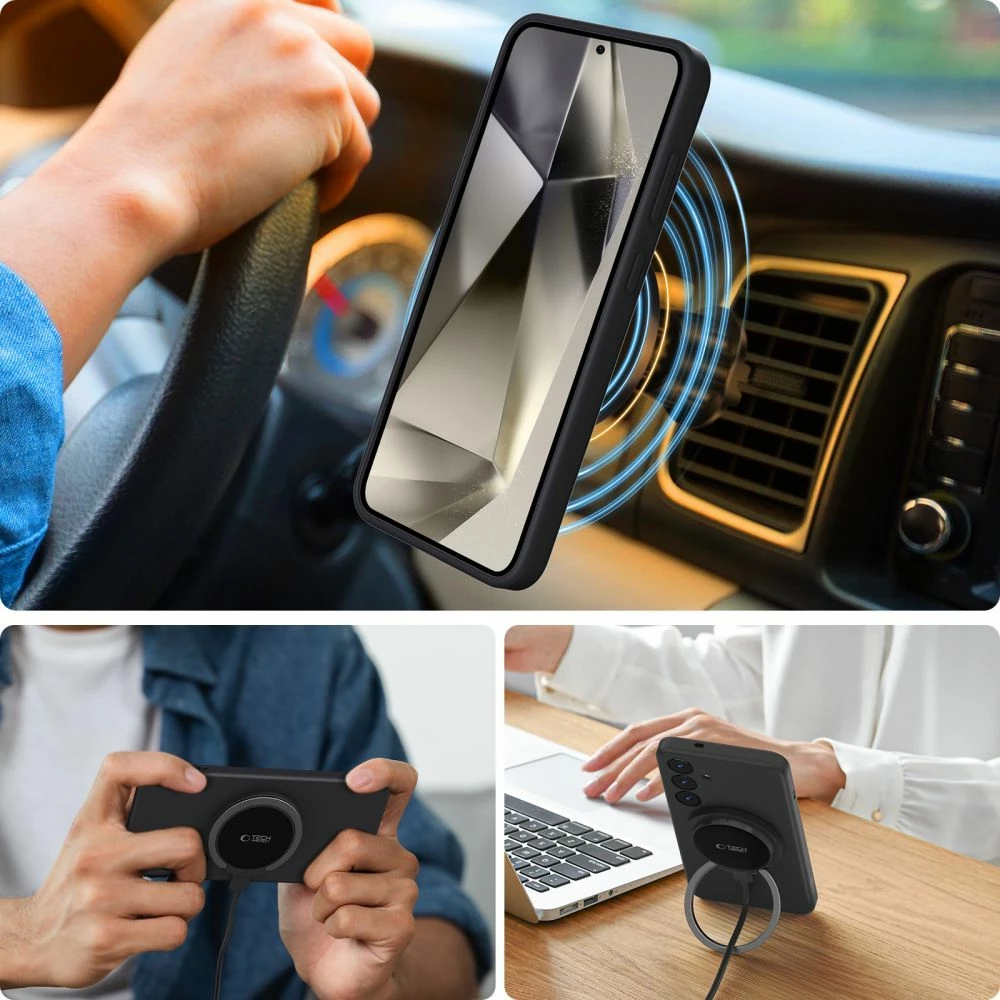 Mbështjellës Tech-Protect Liquid Silicone MagSafe për Samsung Galaxy S25 Edge, zi