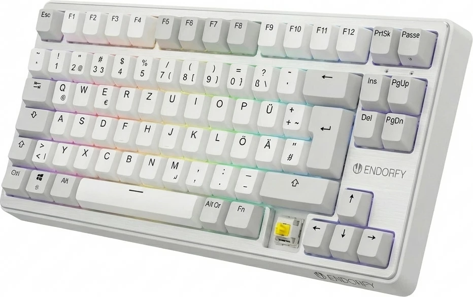 Tastierë mekanike Endorfy Thock V2 75% Wireless, DE Layout, Yellow Switches, e bardhë