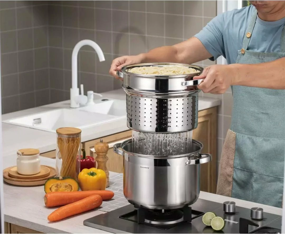 Tenxhere për pasta Klausberg KB-7738 24 cm 7.5 L, me insert dhe kapak, çelik