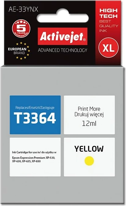 Ngjyrë zëvendësuese Activejet AE-33YNX për printer Epson, 12 ml