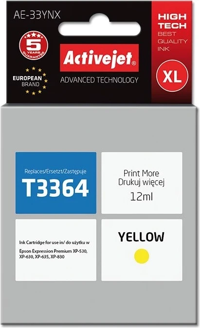 Ngjyrë zëvendësuese Activejet AE-33YNX për printer Epson, 12 ml