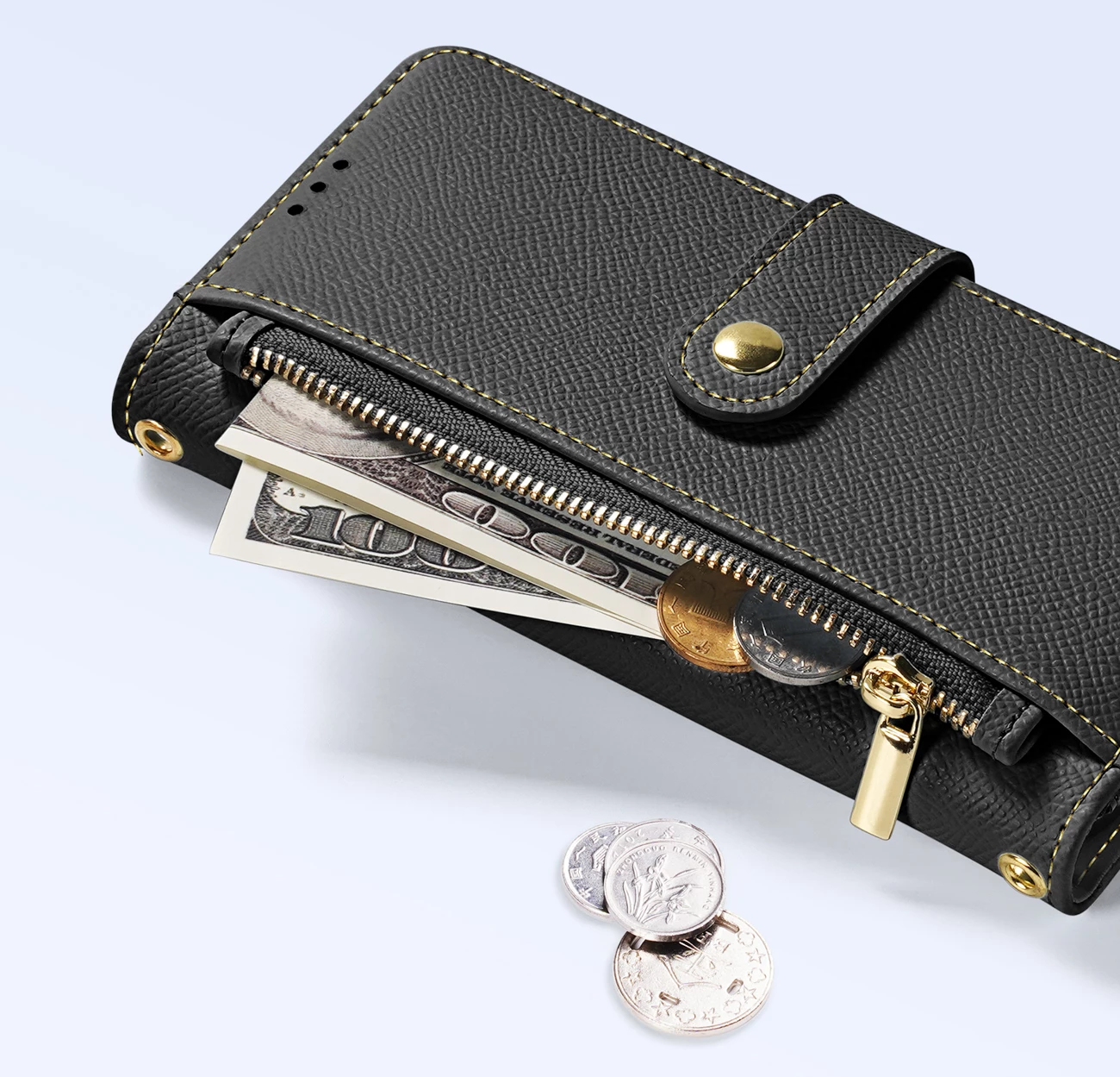 Mbështjellës Dux Ducis Lawa për iPhone 16e, me portofol magnetik, lëkurë, e zezë