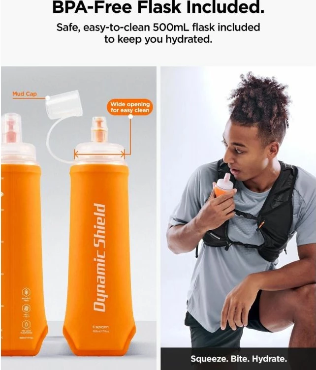 Jelet vrapimi Spigen A721 Dynamic Shield ML, e zezë, me shishe 500ml